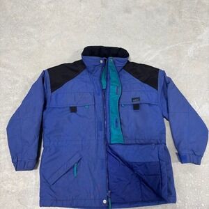 Vintage L.L.Bean Kids Blue & Black Puffer Jacket Size M 10-12